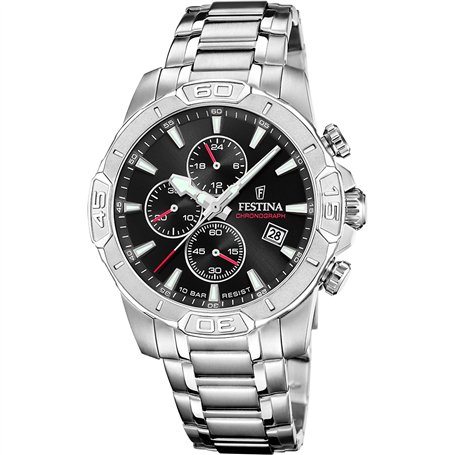Festina Montre pour Homme F20704/3 Timeless Chronograph Boîtier en Acier Inoxydable Gris Bracelet en Acier Inoxydable Gris