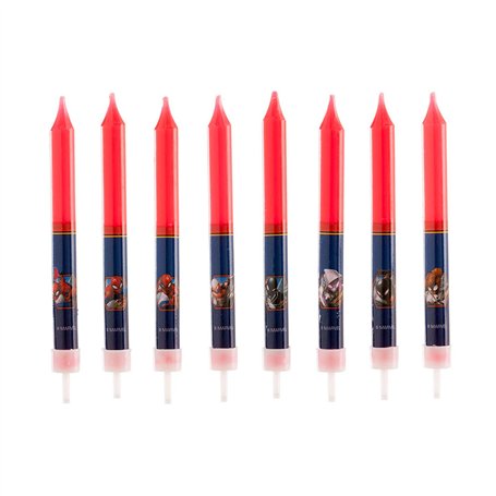 Dekora - 346193 SPIDERMAN 8 Bougies Bâtonnets 9cm