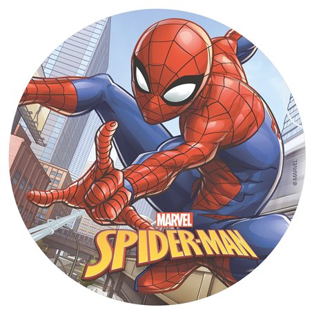 Dekora - Decoration Gateau Anniversaire Spiderman Feuille Azyme - 20 cm Diametre