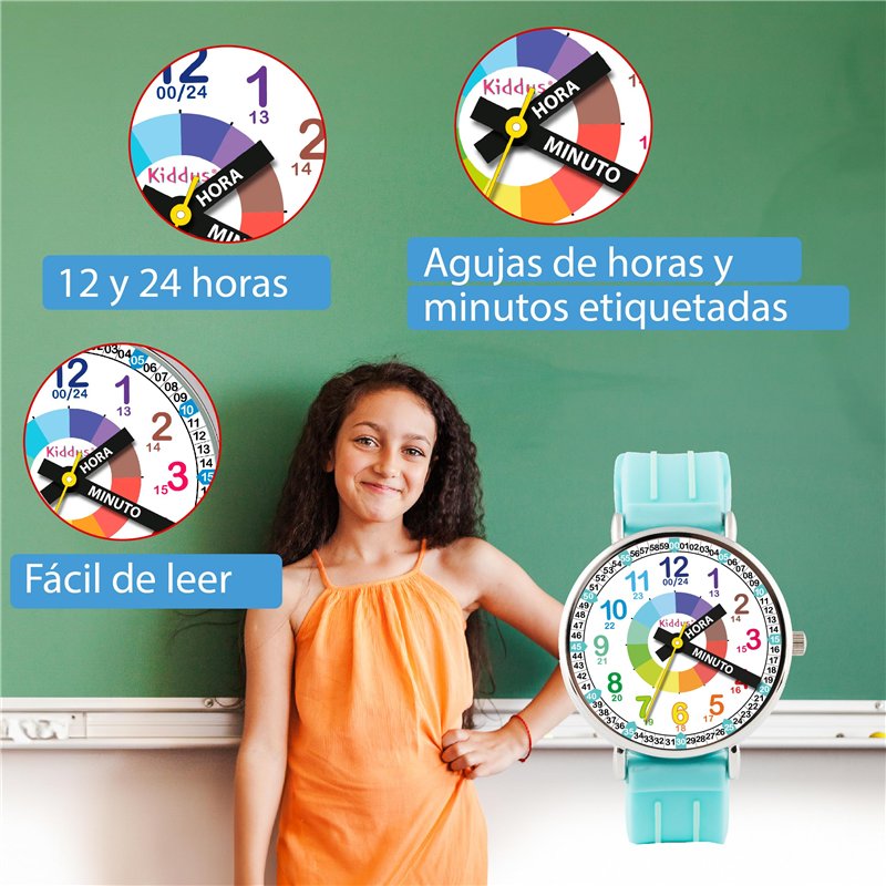 Montre éducative Pour Enfant Avec Chiffres - Cadran Argenté, Bracelet Cuir Noir - Occasion Complète