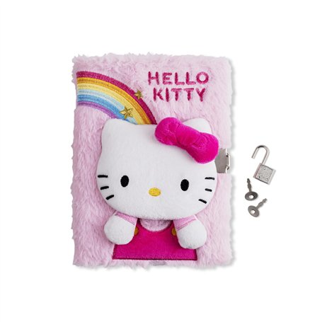 Hello Kitty Girls Journal intime 3D avec cadenas A5 ligné en peluche pour l'école