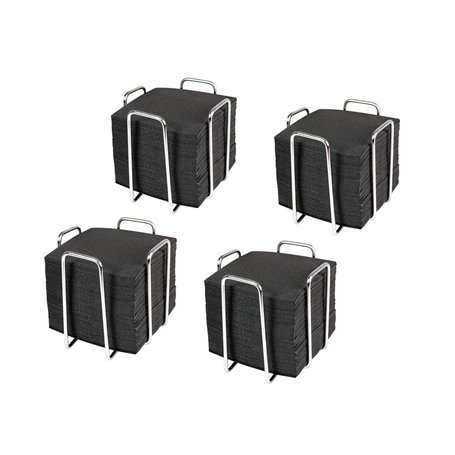 HostelNovo - Lot de 4 serviettes de table avec 200 serviettes de cocktail 10 x 10 cm - Porte-serviettes en acier inoxydable rési