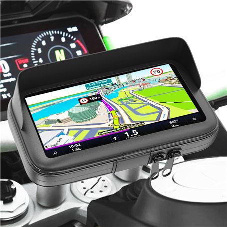 Support Telephone Moto Etanche avec Chargeur 2.1A Connexion Rapide Coque avec Visiere antireflet valable pour Les Smartphones ju