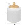 orion group Sucrier en porcelaine avec couvercle et cuillère - Hauteur : 11,5 cm - Porcelaine blanche et bois de bambou - Sucrie