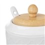 orion group Sucrier en porcelaine avec couvercle et cuillère - Hauteur : 11,5 cm - Porcelaine blanche et bois de bambou - Sucrie