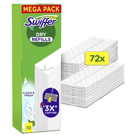 Swiffer Balai Attrape-Poussière Lingettes Sèches 72 Unités Parfum Febreze