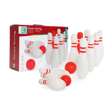 BS Toys Bowling En Bois - Quilles Pour Enfants - Pour Intérieur & Extérieur - A Partir De 4 Ans - Jeux De Société - Idéal Pour L