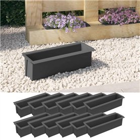 vidaXL 12× Boîtes à Fleurs pour Palettes Jardinières de Jardin Lits Surélevés de Terrasse Bacs Plantes de Balcon Euro Gris 36x13