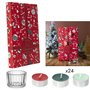 Calendrier de l'Avent festif avec 24 bougies parfumées et support en verre - Calendrier de l'Avent avec bougies - Rouge