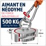 MAGFISHION Aimant Neodyme Puissant - Traction de 500KG (2 x 250kg) - Aimant de Pêche - Ø75mm - Peche a l'aimant avec de Corde (2