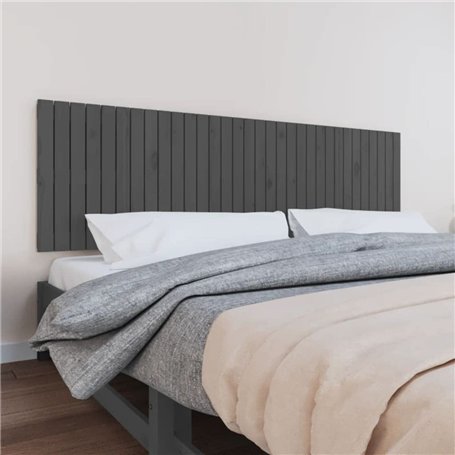 vidaXL Testiera da Parete Grigia 204x3x60 cm in Legno Massello di Pino