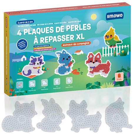 Smowo® Plaques de Perles à Repasser 10 mm pour Animaux - 4 Plaques à Emboîter et Modèles - Chien