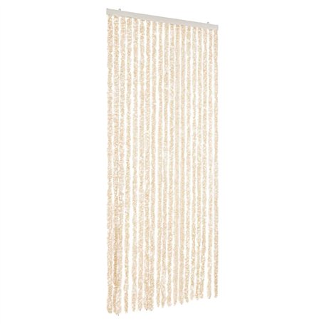 vidaXL Rideau anti-mouches beige et blanc 56x200 cm chenille