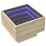 vidaXL Table d'appoint avec miroir LED Infinity – Table basse moderne en chêne Sonoma avec lumières RVB et bois d'ingénierie – 4