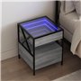 vidaXL Table de chevet avec LED Infinity - Structure en bois/métal - Gris Sonoma - 40 x 40 x 51 cm - Charge maximale : 40 kg