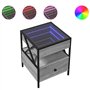 vidaXL Table de chevet avec LED Infinity - Structure en bois/métal - Gris Sonoma - 40 x 40 x 51 cm - Charge maximale : 40 kg