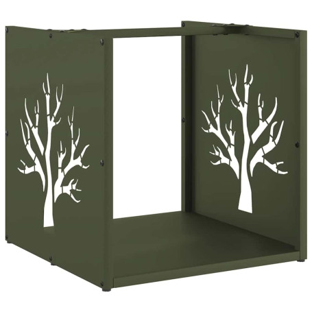 vidaXL Portant de Bois Chauffage Vert Olive 40x40x40 cm