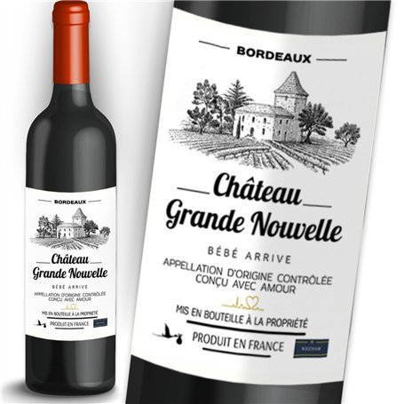NOZHAM X5 Étiquettes Bouteille de vin Annonce de Grossesse Originale Naissance Bébé Arrive - Grands Parents - Papy - Mamie - Ton
