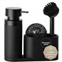 Black Sweden Home Distributeur de Savon Porte Éponge avec Brosse - Porte Liquide Vaisselle Cuisine - Organisateur Évier Cuisine