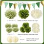 Syoulin-Sauge Pompon Papier de Soie ,deco vert sauge，deco mariage champetre，decoration mariage,decoration mariage boheme,deco an