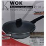 GREBLON poêles Wok façon Pierre avec couvercle de Haute qualités Anti-Adhérente Compatible Tous Feux 100% Induction adapté au Fo