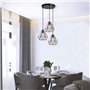 iDEGU 3 Lampes Lustre Suspension Luminaire Industrielle Plafonnier Rétro en Métal Suspension Abat-Jour Design Cage E27 Lampe de