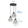iDEGU 3 Lampes Lustre Suspension Luminaire Industrielle Plafonnier Rétro en Métal Suspension Abat-Jour Design Cage E27 Lampe de