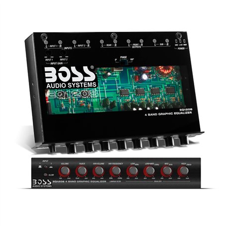 Boss Audio EQ1208 Égaliseur amplifié 4 Bandes avec contrôle du Caisson de Basses