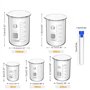 ZEEROQOLAB Ensemble de Bécher en Verre, 5Pcs Gradué Borosilicate Becher 50ml//100ml/250ml/50ml/1000ml(1L) avec 8 Tube à Essai Pl