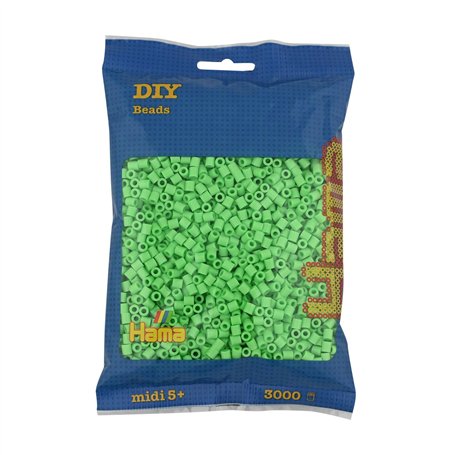 Hama Perlen 201-47 Sachet de perles à repasser avec environ 3 000 perles colorées Midi Craft Vert pastel Diamètre 5 mm Taille S