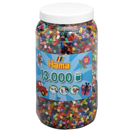 Hama Perles 211-68 perles à repasser XXL Boîte d'environ 13 000 perles midi multicolores d'un diamètre de 5 mm en 62 couleurs