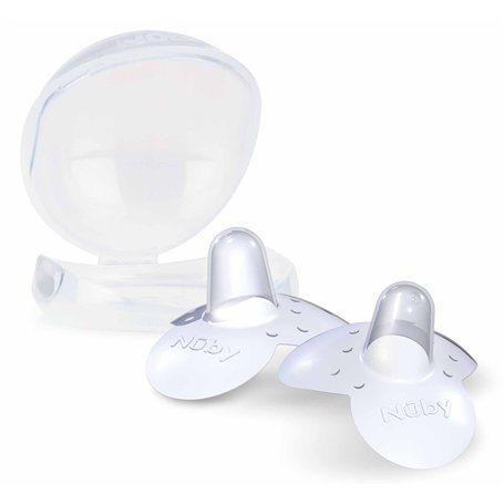 Nuby - 2 Embouts de Sein - Embouts d'Allaitement en Silicone avec Boîte - Transparent