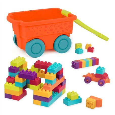 Battat- Locbloc Wagon – Jouet de Blocs de Construction – Jeu d’Imagination pour Enfants de 2 Ans et Plus (54 pièces)