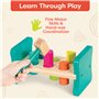 B. toys by Battat BX1762Z - Colorful Pound & Play - Banc en Bois à Marteler pour Insérer les Piquets dans les Formes Leurs Corre