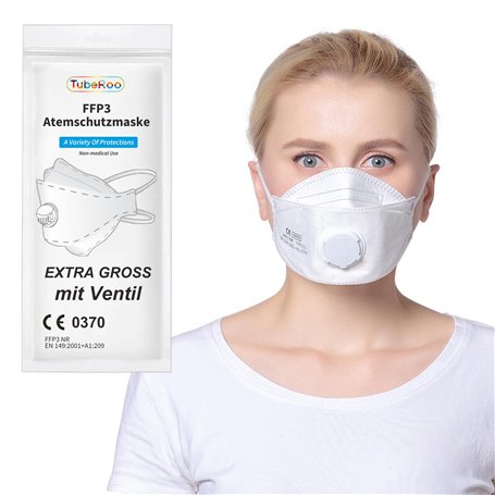 TubeRoo Lot de 4 masques FFP3 avec valve grande tête