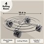 Support de Pot de Fleurs en Métal à Roulettes, Lot de 4 Supports pour Pots de Plantes d'Intérieur et Extérieur, 27 cm Chacun