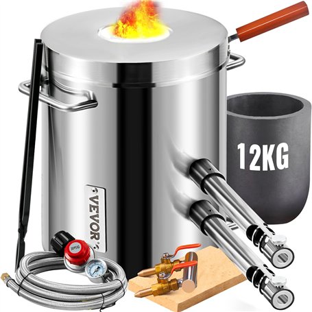 VEVOR Four de Fusion à Gaz 12kg 1482℃ Four à Propane Fonderie 2 Fonction Fusion et Forgeage Kit de Four de Fusion de Métal Creus