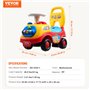 VEVOR Voiture à pousser pour tout-petits 1-3 ans porteur auto pour enfants avec volant musical et klaxon, jouet à monter assis p