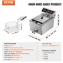 VEVOR Friteuse commerciale 3000 W, friteuses à bain d'huile électrique avec panier, en acier inox, 9 L, avec contrôle du temps e