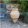 Grand pot de fleurs en terre cuite avec support en métal - Résistant au gel - 60 cm - Fabriqué à la main et résistant au gel - I