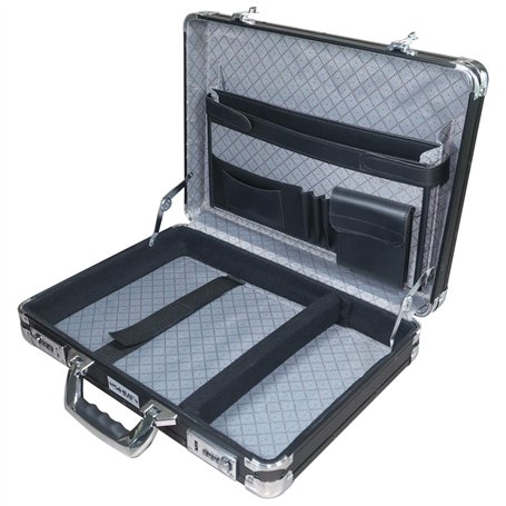 HMF 14651-02 Mallette en aluminium pour homme avec cadenas à combinaison Noir 45 x 33 x 11 cm