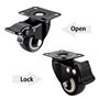 huahuo Lot de 4 roulettes pivotantes robustes de 40 mm, silencieuses à 360 °, avec freins, noires
