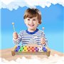 CeleMoon Xylophone en bois naturel 15 tons pour enfants et tout-petits avec barres métalliques multicolores, instrument de musiq