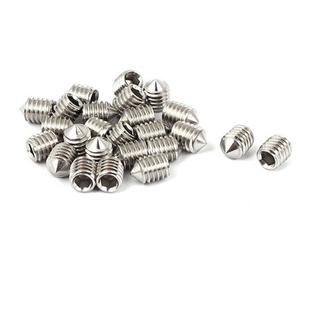 sourcing map Vis Pointeau Conique pour Poignée de Porte Vis Sans Tête Hexagonale M6 x 8mm 25 pcs Ton argent