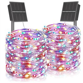 Lot de 2 Guirlande Solaire Exterieur, 20M 200LED Guirlande Lumineuse Exterieure Solaire Étanche IP65, 8 Modes Lumière Solaire Gu Lot de 2 Guirlande Solaire Exterieur