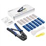 Proster Ensemble d'outils à sertir RJ45 avec 30 fiches de données modulaires RJ45 Cat5, 30 couvertures, 100 serre-câbles en nylo