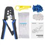 Proster Ensemble d'outils à sertir RJ45 avec 30 fiches de données modulaires RJ45 Cat5, 30 couvertures, 100 serre-câbles en nylo