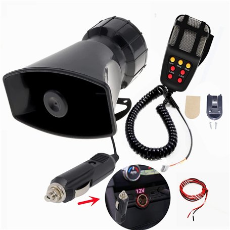 YIYIDA Klaxon de voiture avec connexion pour allume cigare de voiture 130db Car Horn Trompette de camion Sirène de voiture avec