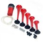 YIYIDA Klaxon à air trompette Klaxon de voiture 12V Air Horn Trompette musicale 165db Corne d'alarme Cinq tubes Dixie rouge étan