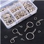 Swpeet 100 pcs Porte-clés Anneaux avec chaîne et tiges à vis 100 pcs Bulk pour travaux manuels argenté